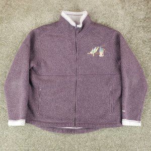 Disney Jacket Large L Womens Purple Fleece Tinker Bell Full Zip Long Sleeve